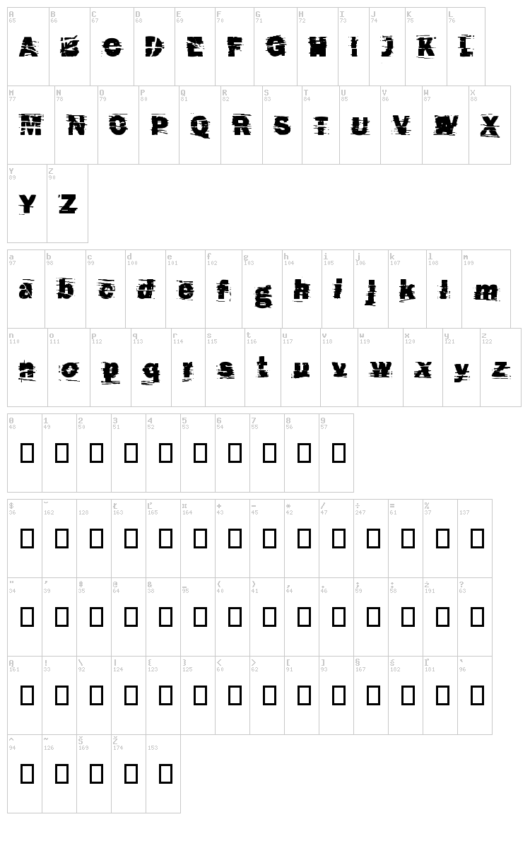 Cut N Paste font map